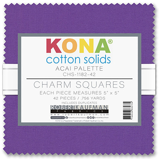 Acai Palette - Kona Cotton Solids 5"x5" Charm Squares