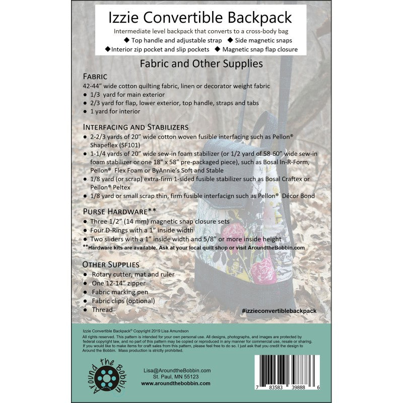 Izzie Convert Backpack Pattern