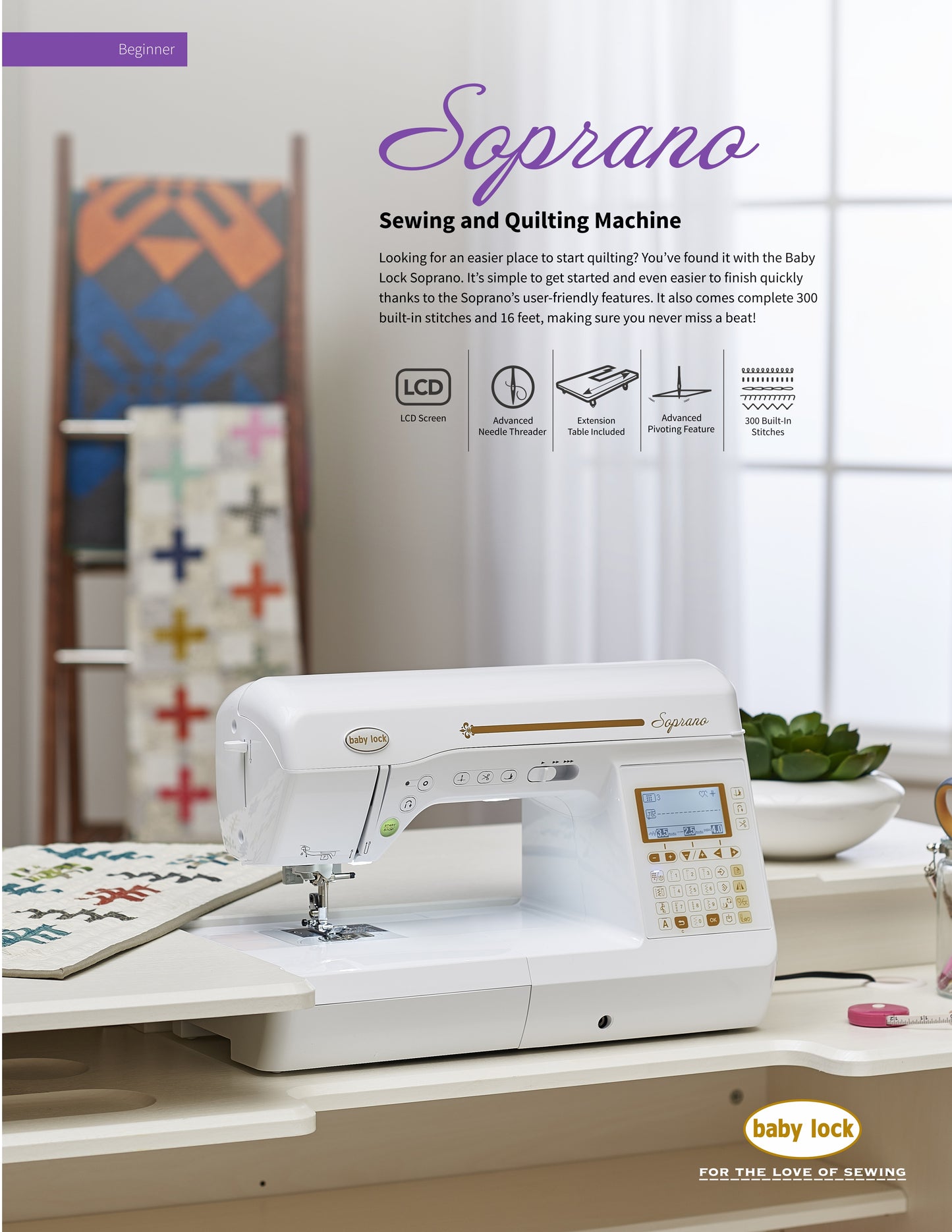 Baby Lock Soprano Sewing and Quilting Machine - Free Shipping