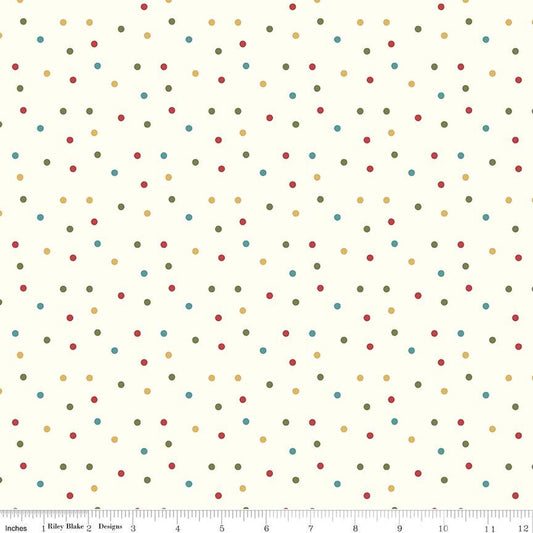 Ally's Garden Dots Cream by Riley Blake - Sold by the 1/4yd