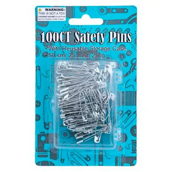Safety Pins 100ct 3ast Sizes In Storage Box Sewing