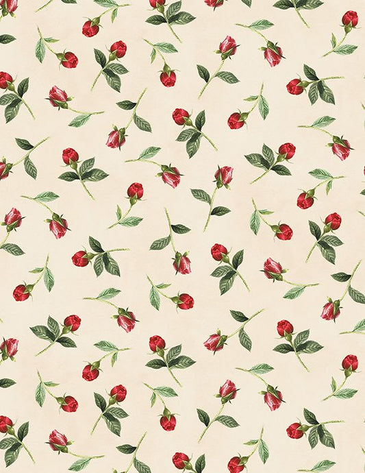 Daydream Garden: Red Bud Toss Cream - By: Wilmington Prints