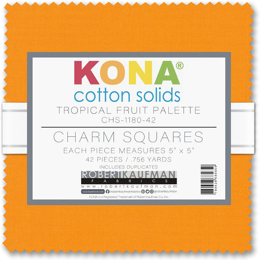 Tropical Fruit Palette - Kona Cotton Solids 5"x5" Charm Squares