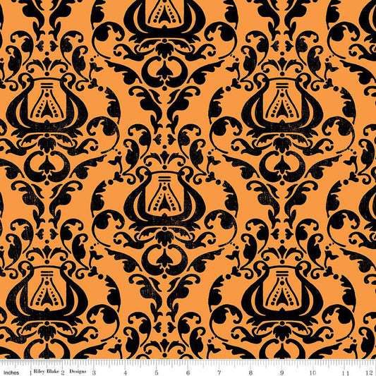 Distressed Damask Multi Queen Of We'en by Riley Blake - Sold by the 1/4yd