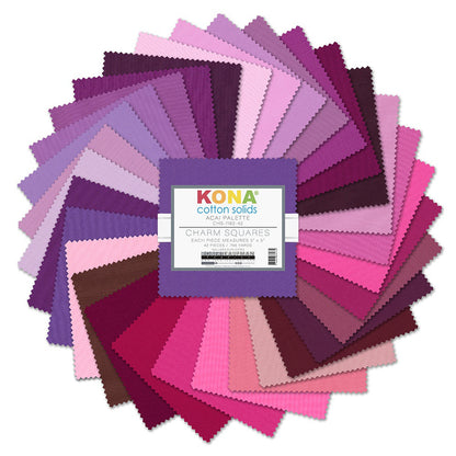 Acai Palette - Kona Cotton Solids 5"x5" Charm Squares