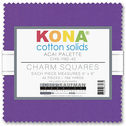 Acai Palette - Kona Cotton Solids 5"x5" Charm Squares