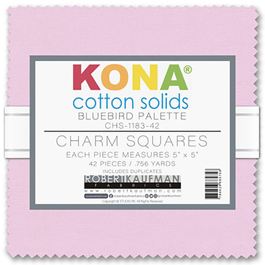 Bluebird Palette - Kona Cotton Solids 5"x5" Charm Squares