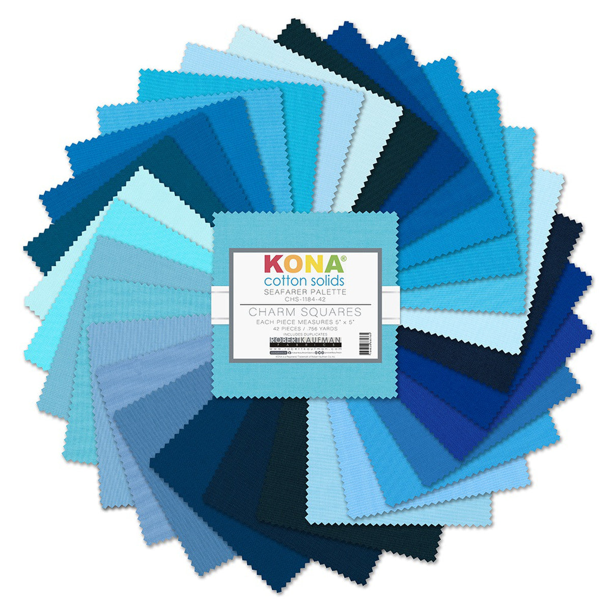 Seafarer Palette - Kona Cotton Solids 5"x5" Charm Squares