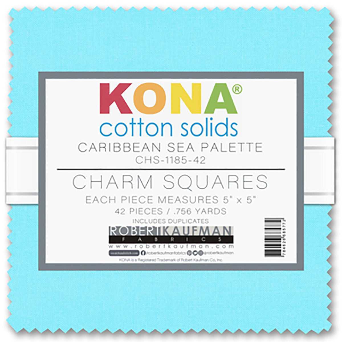 Caribbean Sea Palette - Kona Cotton Solids 5"x5" Charm Squares