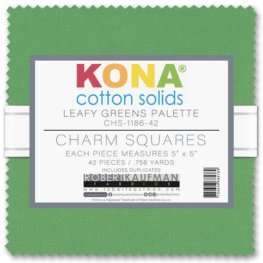 Leafy Greens Palette - Kona Cotton Solids 5"x5" Charm Squares