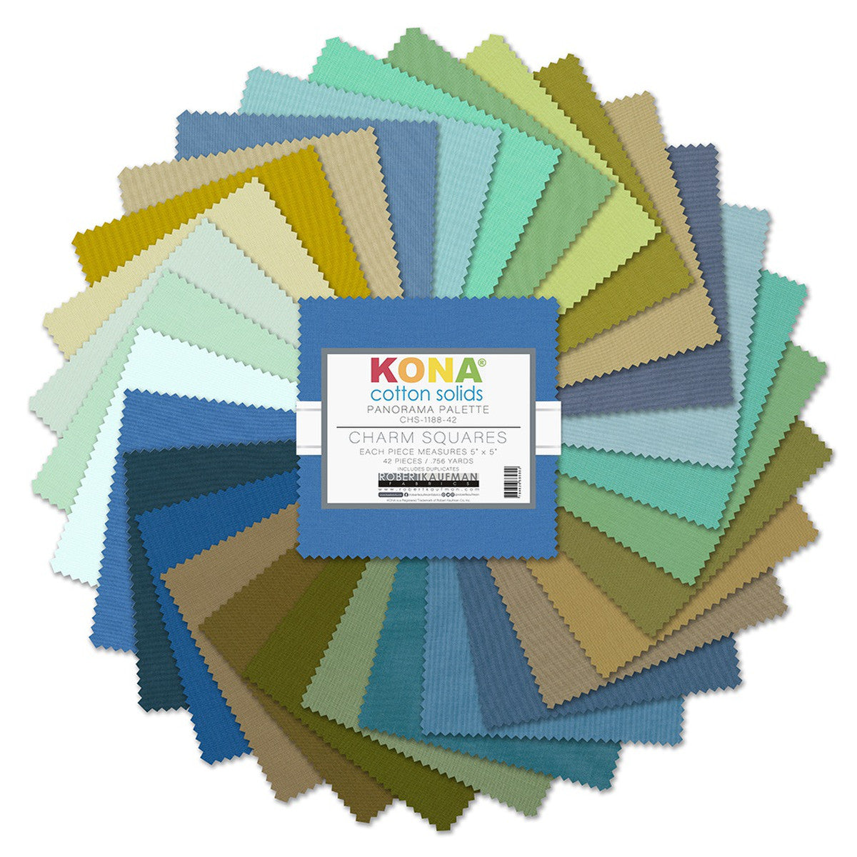 Panorama Palette - Kona Cotton Solids 5"x5" Charm Squares