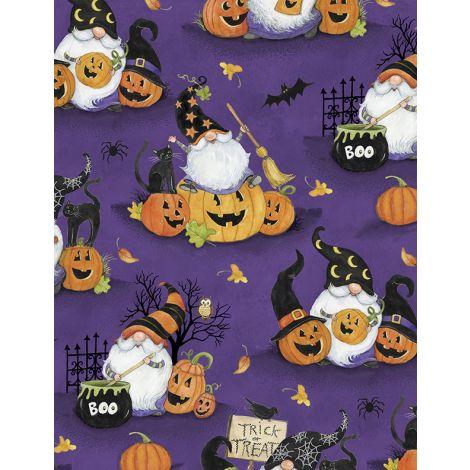 The Boo Crew Scenic Gnomes Purple by Susan Winget for Wilmington Prints