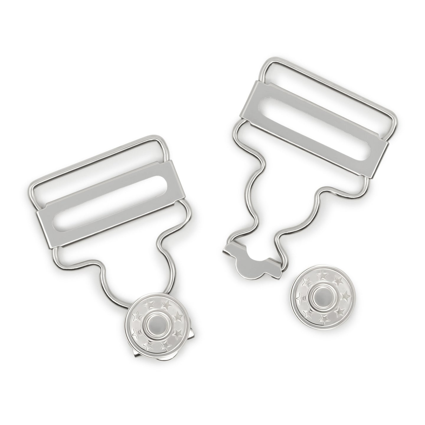 Dritz Nickel OverallBuckles With No-Sew Buttons 1" 2Pk.