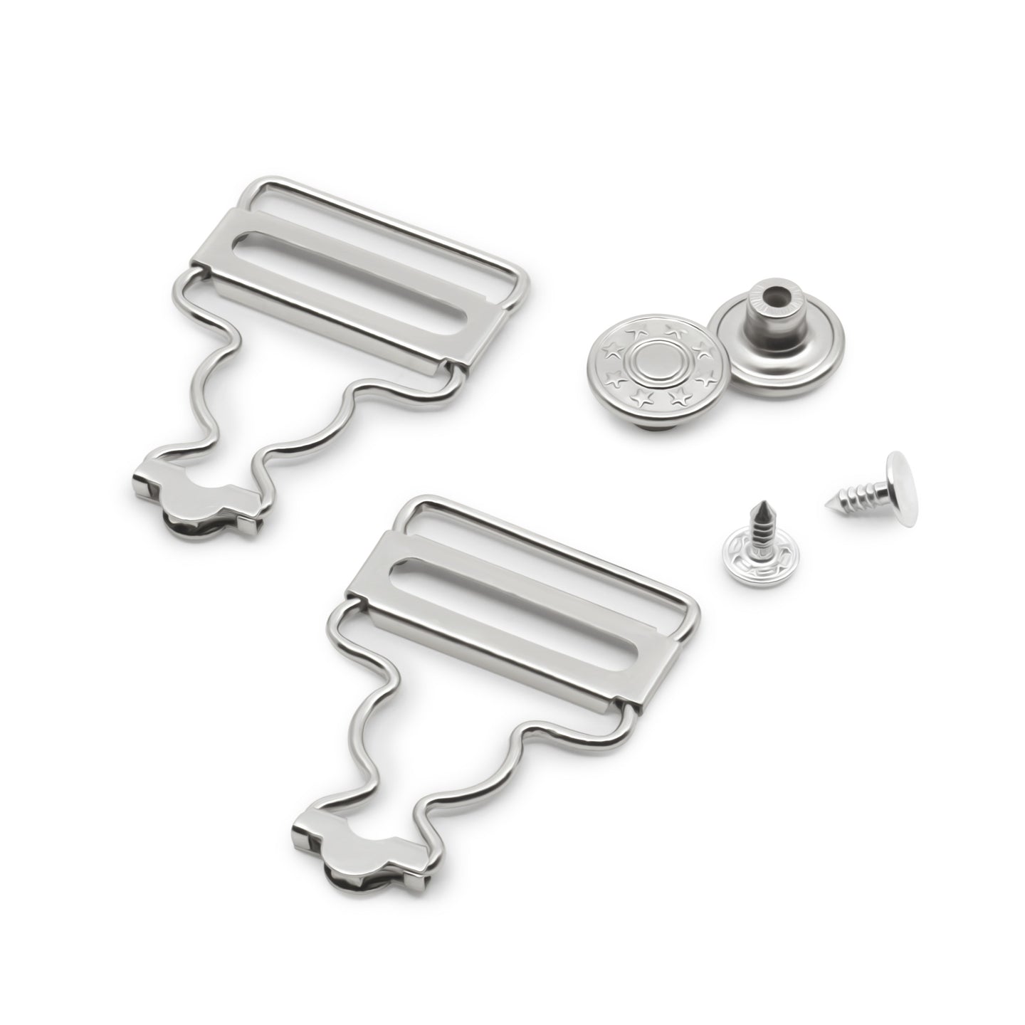 Dritz Nickel OverallBuckles With No-Sew Buttons 1" 2Pk.