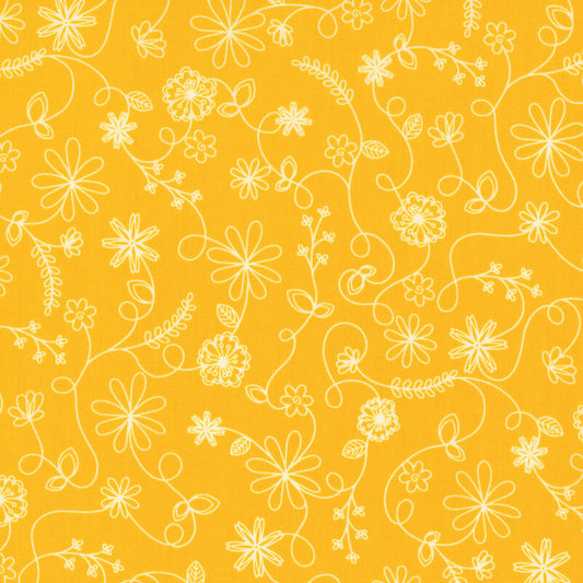 Floral Swirl Yellow - Kimberbell Basics / Maywood Studio
