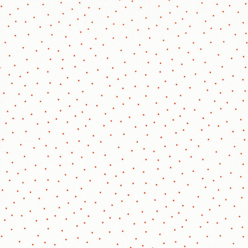 White & Small Orange Dots - Kimberbell Basics / Maywood Studio