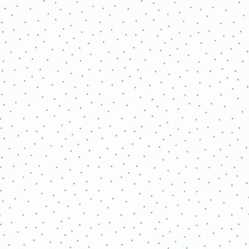 White & Small Teal Dots - Kimberbell Basics / Maywood Studio