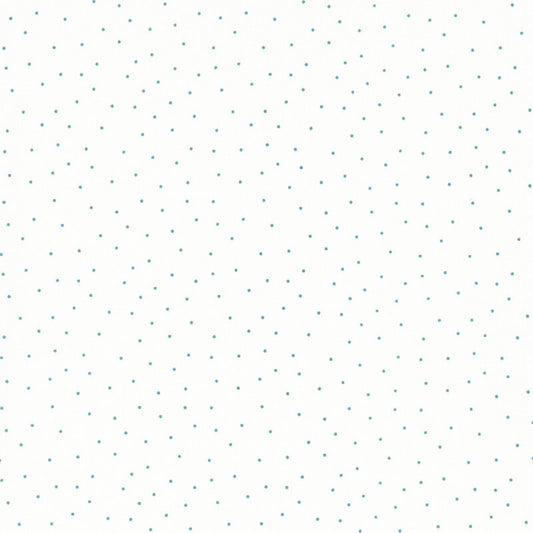 White & Small Teal Dots - Kimberbell Basics / Maywood Studio