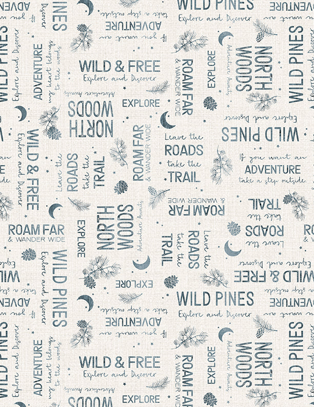 Word Toss Taupe Wild Woods Lodge by Wilimington Prints - Sold By The 1/4