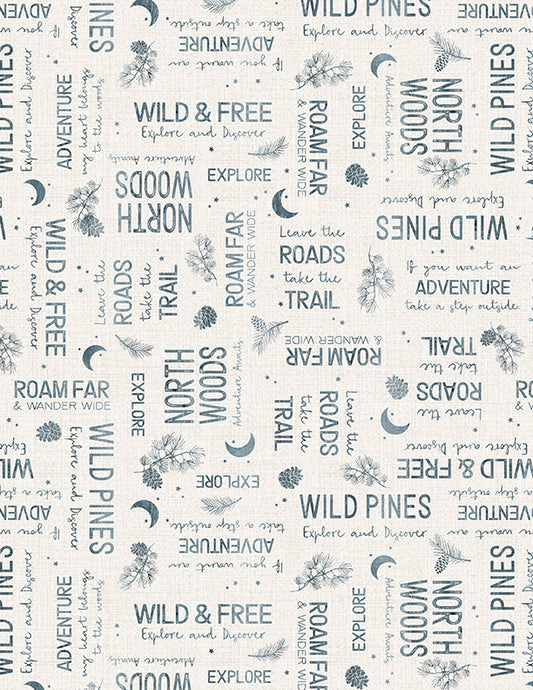Word Toss Taupe Wild Woods Lodge by Wilimington Prints - Sold By The 1/4