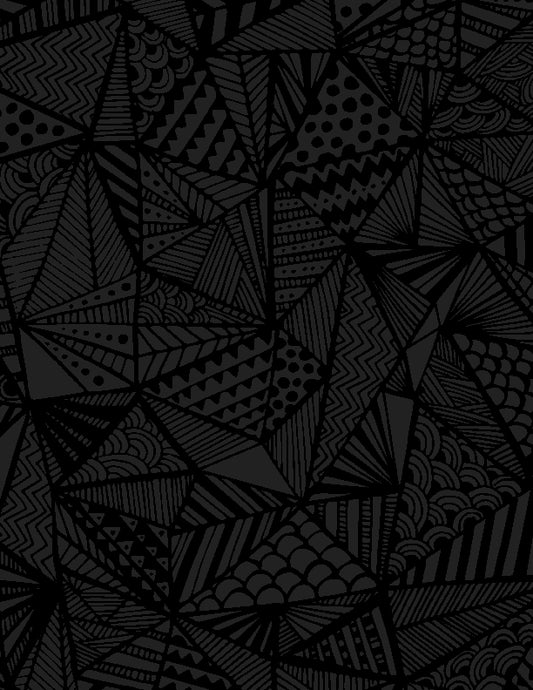 Triangles Black On Black Illusion by Wilimington Prints - Sold By The 1/4