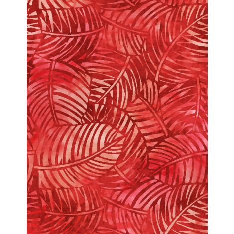 Wilmington Prints Palm Leaves Red 108" Wide - sold by the 1/4 yard