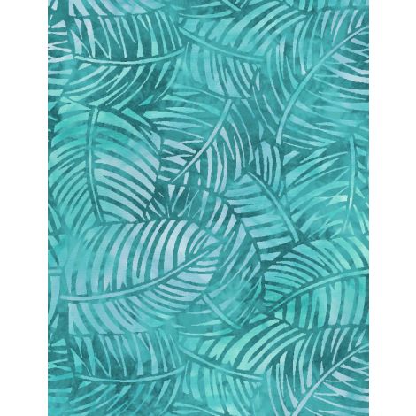 Wilmington Prints Palm Leaves Teal 108" Wide - sold by the 1/4 yard
