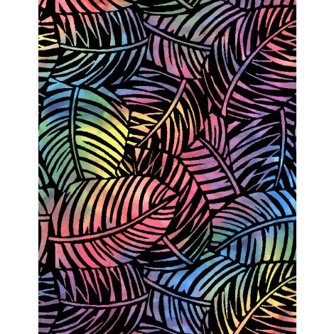 Wilmington Prints Palm Leaves Black Multi 108" Wide Back - sold by the 1/4 yard
