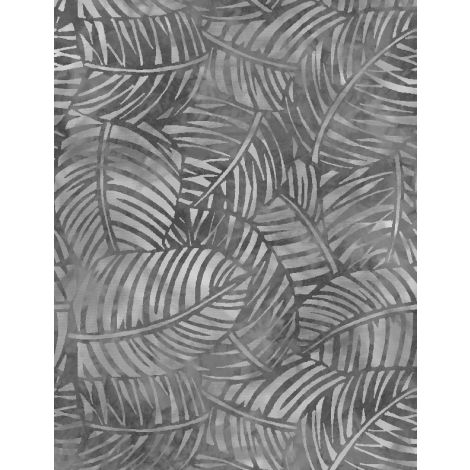 Wilmington Prints Palm Leaves Medium Gray 108" Wide Back - sold by the 1/4 yard