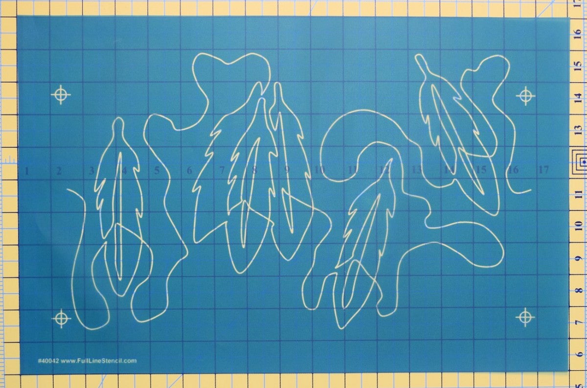 Full Line Stencil Three Feathers