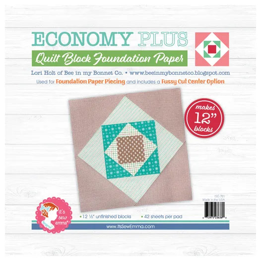 12" Economy Plus Quilt Block Foundation Paper It's Sew Emma