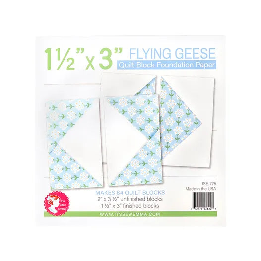 1.5" x 3" Flying Geese Quilt Block Foundation Paper It's Sew Emma