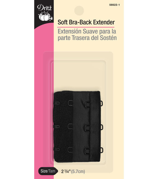 Dritz 2-1/4" Soft Bra-Back Extender, Black