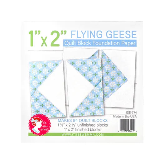 1" x 2" Flying Geese Quilt Block Foundation Paper It's Sew Emma