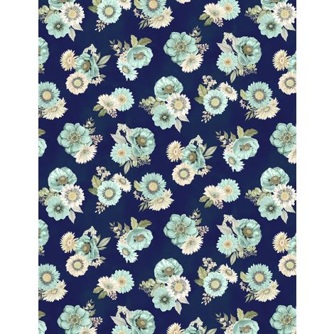 Wilmington Prints Blissful Floral Toss Navy 27646-471