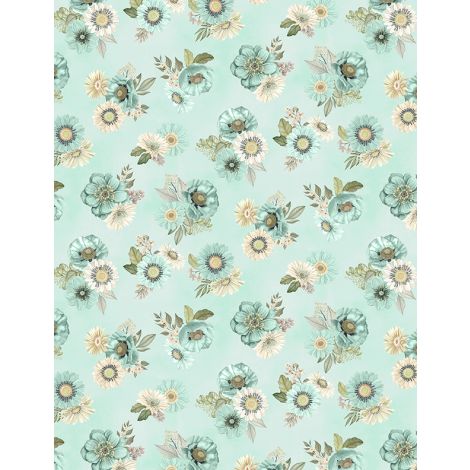 Wilmington Prints Blissful Floral Toss Teal 27646-771