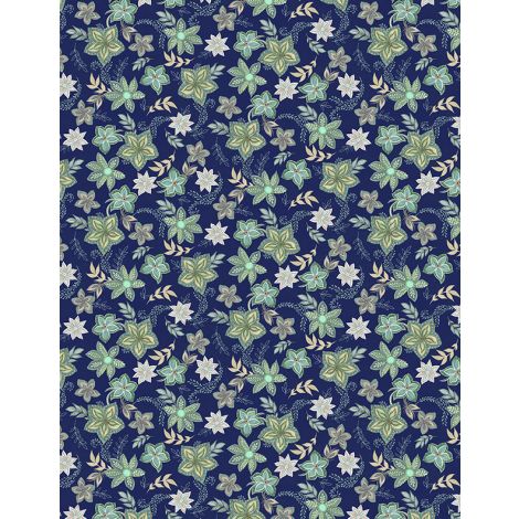 Wilmington Prints Blissful Graphic Floral Navy 27647-475