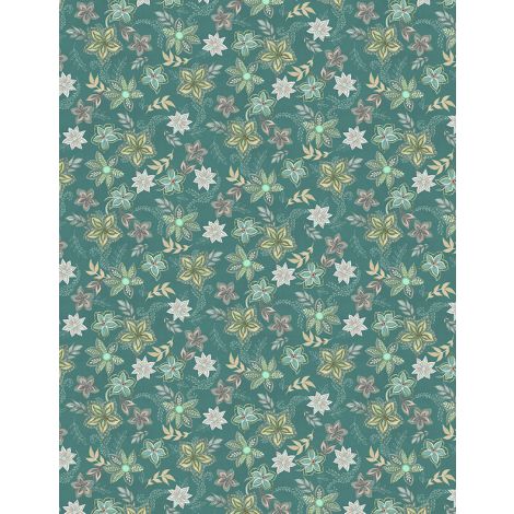 Wilmington Prints Blissful Graphic Floral Teal 27647-775
