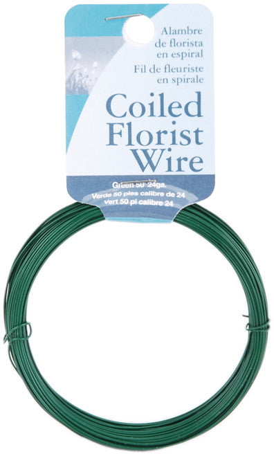 Coiled Floral Wire 24 Gauge 50'-Green -602450