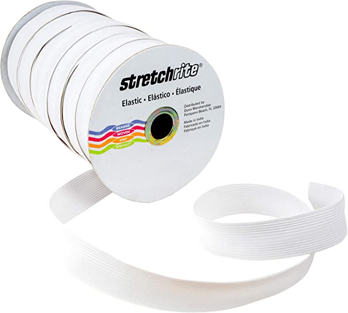 Stretchrite 1-Inch by 60-Yard White Braided Flat Polyester Elastic Spool