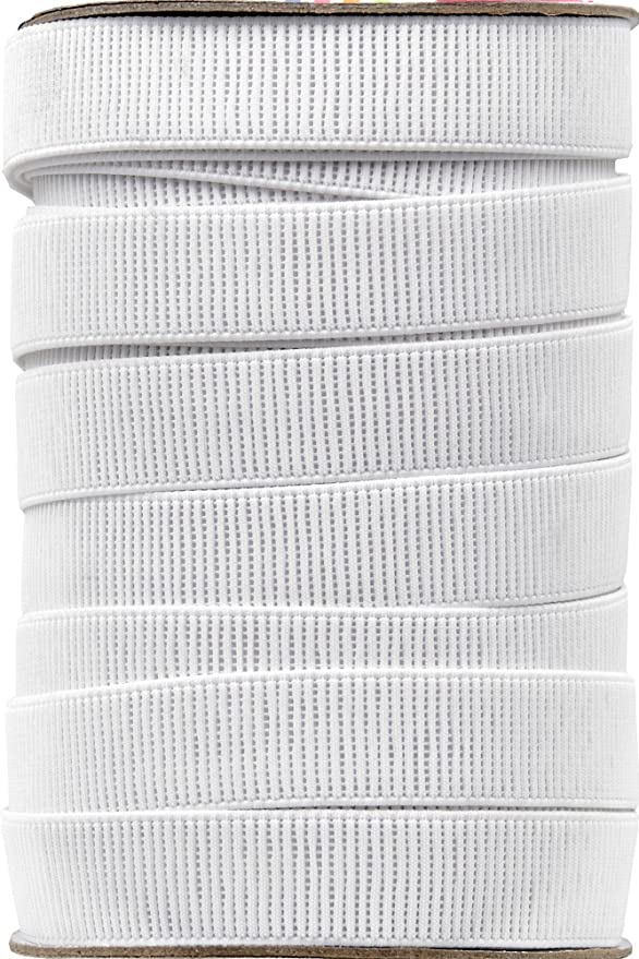 Stretchrite 3/4-Inch by 45-Yard White Ribbed Non-Roll Woven Polyester Elastic Spool