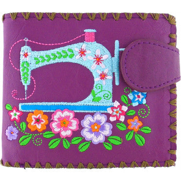 Purple Embroidered Sewing Machine Wallet