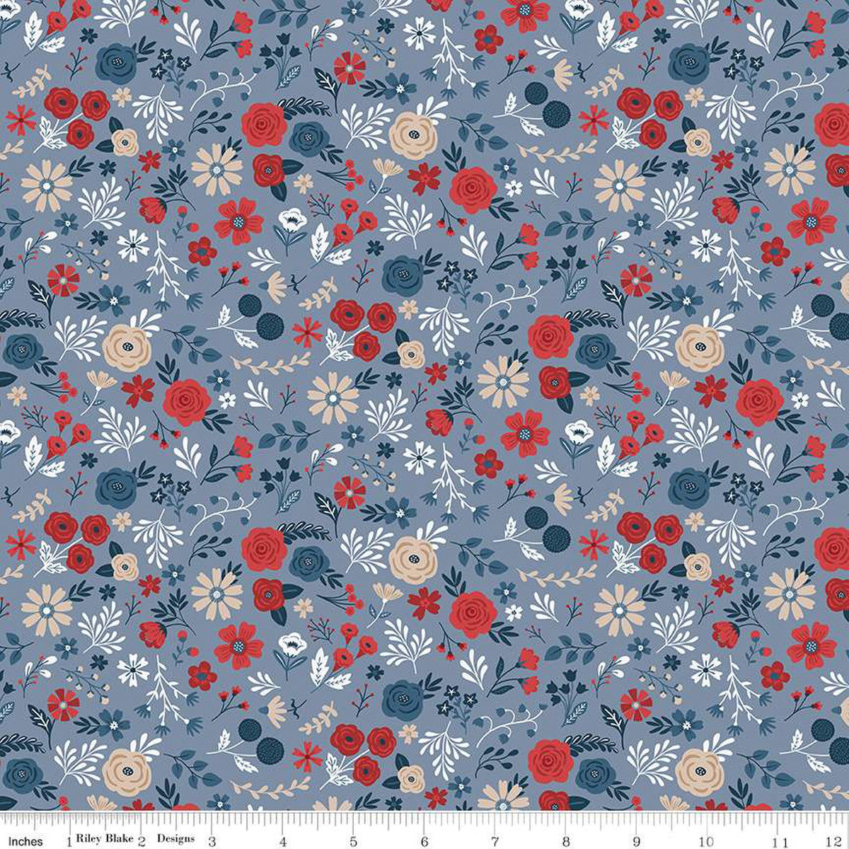 Red, White and True Floral Stone by Riley Blake - Sold by the 1/4yd