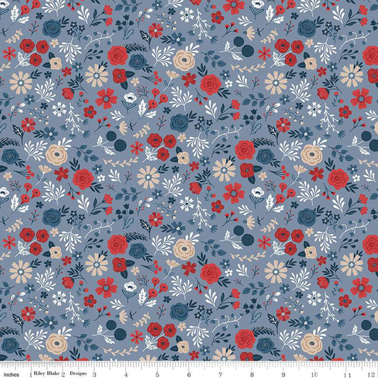 Red, White and True Floral Stone by Riley Blake - Sold by the 1/4yd