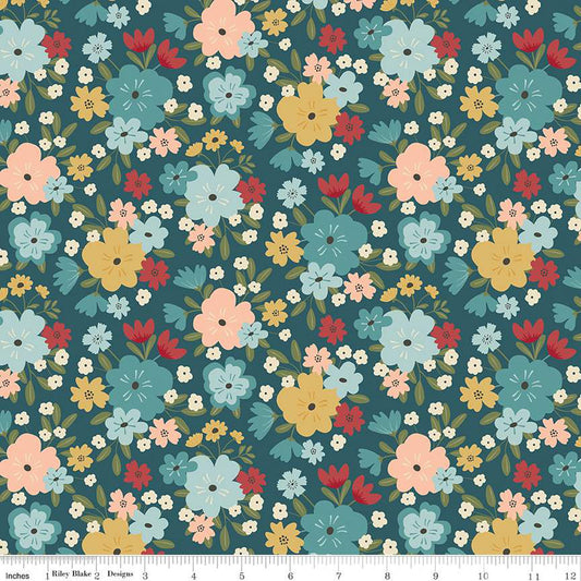 Ally's Garden Main Colonial Blue by Riley Blake - Sold by the 1/4yd
