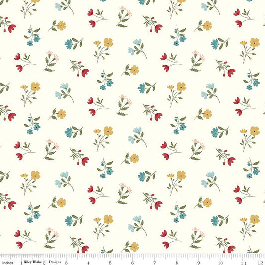 Ally's Garden Floral Cream by Riley Blake - Sold by the 1/4yd