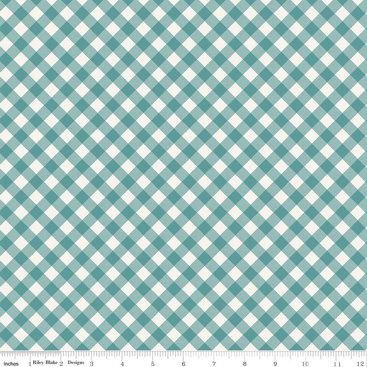 Ally's Garden Gingham Teal by Riley Blake - Sold by the 1/4yd