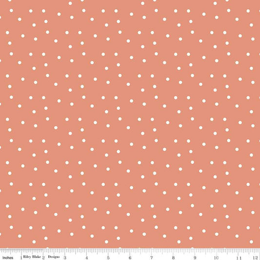 Ally's Garden Dots Salmon by Riley Blake - Sold by the 1/4yd