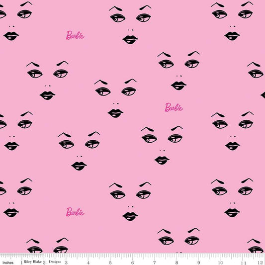 Barbie Faces Light Pink by Riley Blake - Sold by the 1/4yd