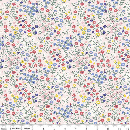 Floral Ballerina Designer Flannel by Riley Blake - Sold by the 1/4yd